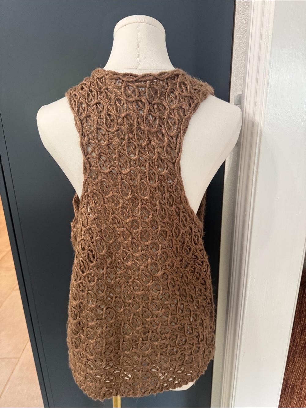 Scrapbook Brown Crochet Vest with Bead Trim - Picture 3 of 7